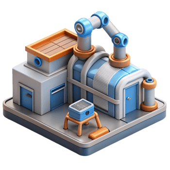 elegant creative Isometric Virtual Factory with Robotic Arms Cutout exclusive png