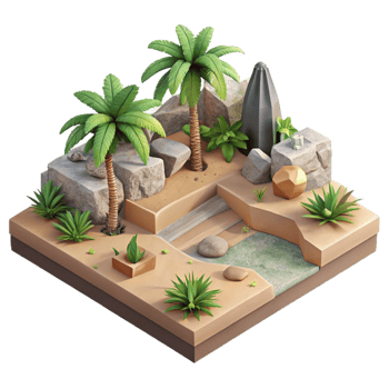 impressive minimalist Isometric Virtual Landscape with Customizable Trees and Plants Isolated high resolution png