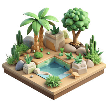 serene rustic Isometric Virtual Landscape with Customizable Trees and Plants Isolated high resolution png
