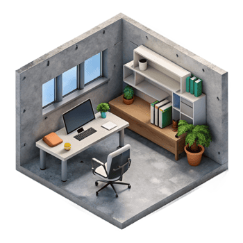 magnificent contemporary Isometric Virtual Office Space with Desk Isolated genuine png