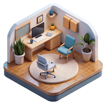 extraordinary contemporary Isometric Virtual Office Space with Desk Isolated original png