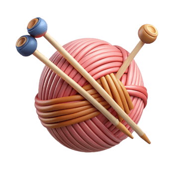 vibrant contemporary Knitting Needles and Yarn Top Angle Cutout high resolution png