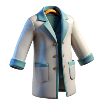 elegant artistic Lab Coat White Folded Isolated Element Cutout detailed png