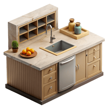 wonderful minimalist Lab Created Kitchen Counter Top View high quality png