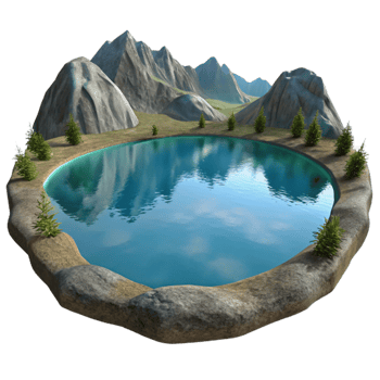 dramatic minimalist Lake Calm Water Reflection Transparent Background premium png