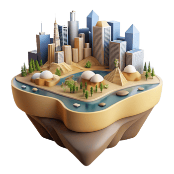 dramatic artistic Layered Landscapes City and Nature Cutout genuine png