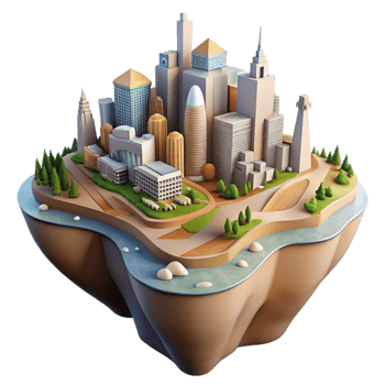 serene creative Layered Landscapes City and Nature Cutout png