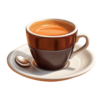 A cup of coffee is shown on a saucer png