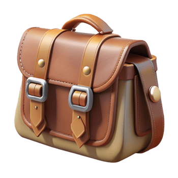 vibrant traditional Leather Satchel Bag Front View Transparent Background detailed png