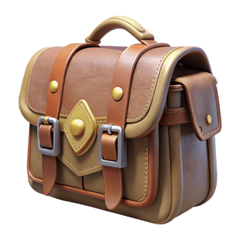 serene classic Leather Satchel Bag Front View Transparent Background high resolution png