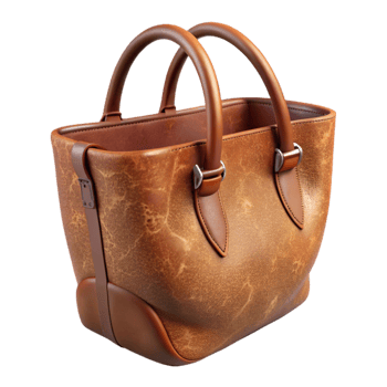beautiful creative Leather Tote Bag Brown Leather Transparent Background professional png