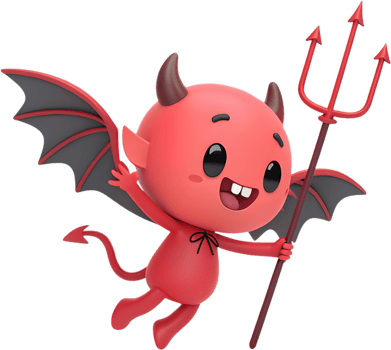 Playful Red Devil Clipart with Anime Style and Sharp Teeth. . png