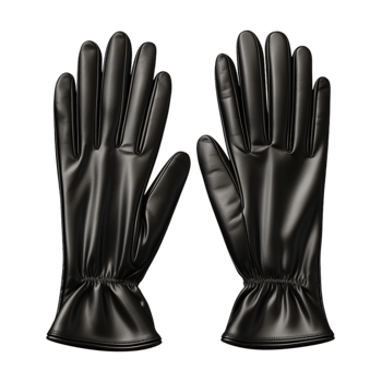 Sleek black leather gloves featuring a modern and stylish design png