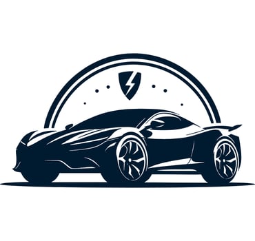 A black sports car with a lightning bolt on it vector