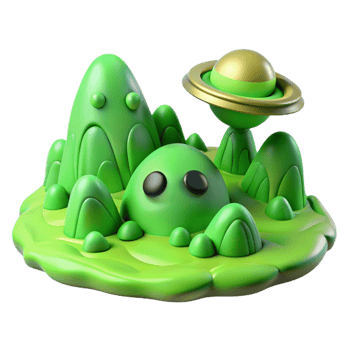 dramatic minimalist Lime Green Alien Landscape Transparent Background original png