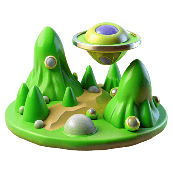 extraordinary abstract Lime Green Alien Landscape Transparent Background high quality png