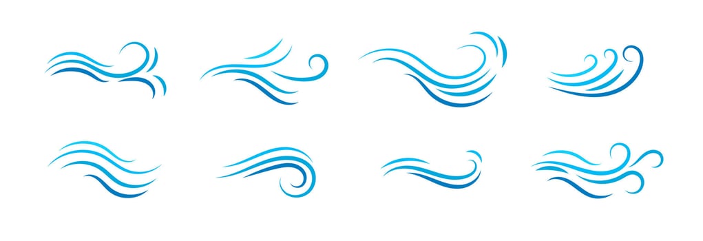 Elegant blue wave patterns for decorative design and creative art projects vector