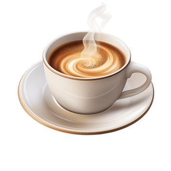 Warm cup of coffee in a ceramic mug with aromatic steam swirling png