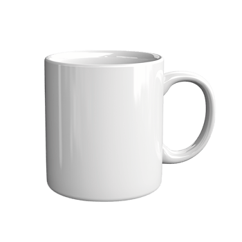 Simple white ceramic coffee mug featuring a smooth curved handle png