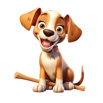 Happy brown and white puppy with bright, lively eyes and a wagging tail png