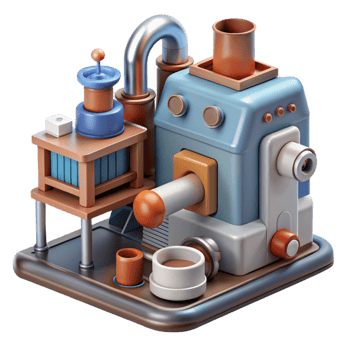 magnificent minimalist Living Machine Manufacturing Process Illustration Isolated png