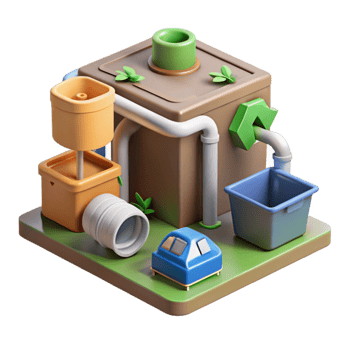 serene vintage Living Machine Waste Management System Diagram Cutout exclusive png
