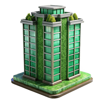 vibrant artistic Living Skyscraper Green Facade Isolated high resolution png