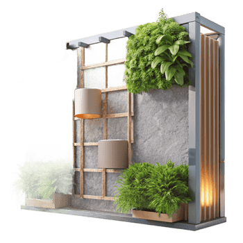 impressive vintage Living Wall System Installation Transparent Background with Construction Detail premium png