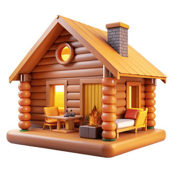 stunning contemporary Log Cabin Interior View Isolated with Warm Colors authentic png