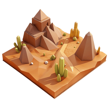 magnificent abstract Low Poly Landscape Desert Brown Isolated exclusive png