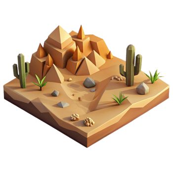 magnificent rustic Low Poly Landscape Desert Brown Isolated detailed png