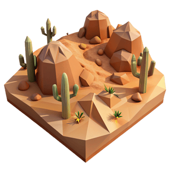 extraordinary traditional Low Poly Landscape Desert Brown Isolated png