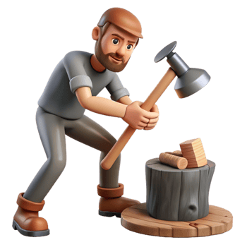 wonderful artistic Man Chopping Wood Axe Swing Action Isolated original png