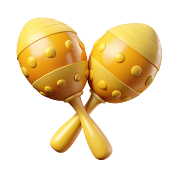 vibrant modern Maracas Shaking Pair Yellow Cutout exclusive png