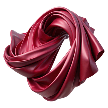 vibrant contemporary Maroon Silk Chiffon Draped Swirls Isolated Cutout professional png