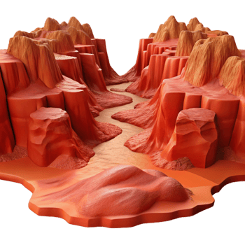 stunning traditional Mars Canyon Landscape Isolated with Red Cliffs premium png