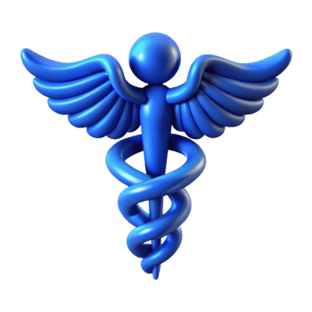 vibrant traditional Medical Caduceus Symbol Blue Gradient Isolated original png