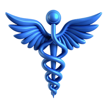 beautiful contemporary Medical Caduceus Symbol Blue Gradient Isolated authentic png