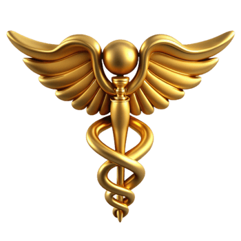 extraordinary traditional Medical Caduceus Symbol Gold Color Transparent Background high resolution png