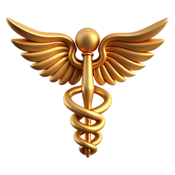 serene traditional Medical Caduceus Symbol Gold Color Transparent Background high resolution png