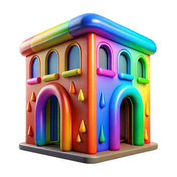impressive contemporary Melting Rainbow Building Cutout with Bright Colors high resolution png