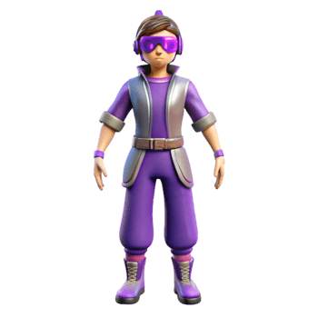 beautiful modern Metaverse Avatar Outfit Purple Accents Transparent Background png