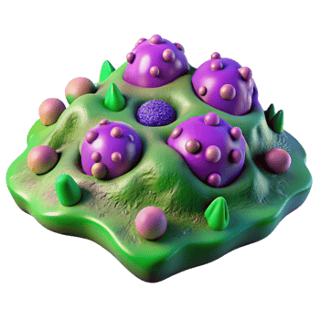 serene contemporary Microbial Landscape Purple and Green Topography Isolated Element png