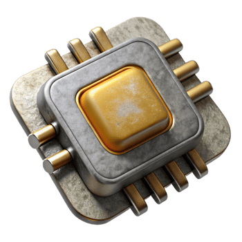 elegant classic Microchip with Gold and Silver Contacts Cutout png
