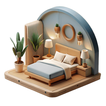 vibrant creative Minimalist Bedroom Decor Cutout high quality png