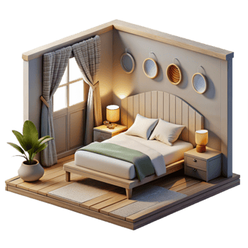 extraordinary modern Minimalist Bedroom Front View Isolated genuine png