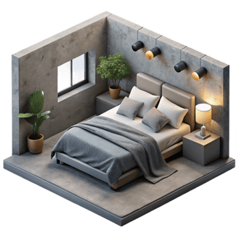 impressive traditional Minimalist Bedroom with Gray Bedding Cutout original png