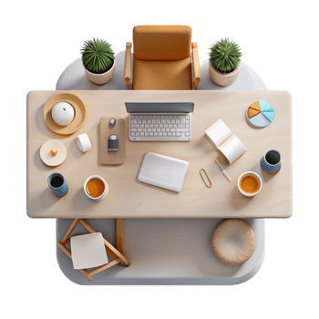 stunning creative Minimalist Desk Setup Top View Transparent Element premium png