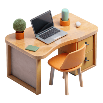 serene rustic Minimalist Desk with Laptop and Mouse Cutout original png