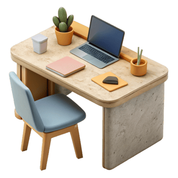magnificent classic Minimalist Desk with Laptop and Mouse Cutout premium png